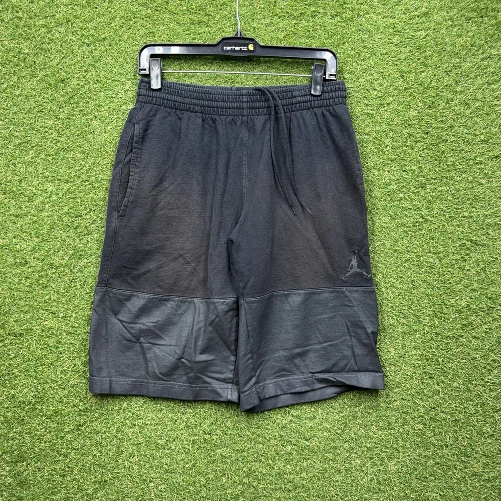 Nike JORDAN Shorts Mens Large Jumpman Logo Fleece Nike Basketball Black Y2K